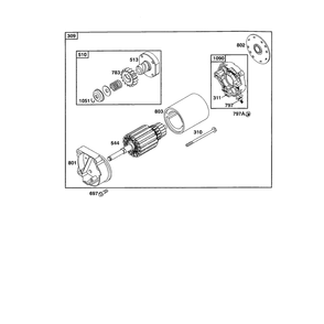 Starter-Motor Diagram and Parts List for 422700TO422799  Briggs and Stratton Engine
